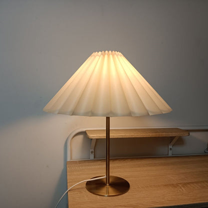 Retro Fabric Umbrella Table Lamp with Copper Base