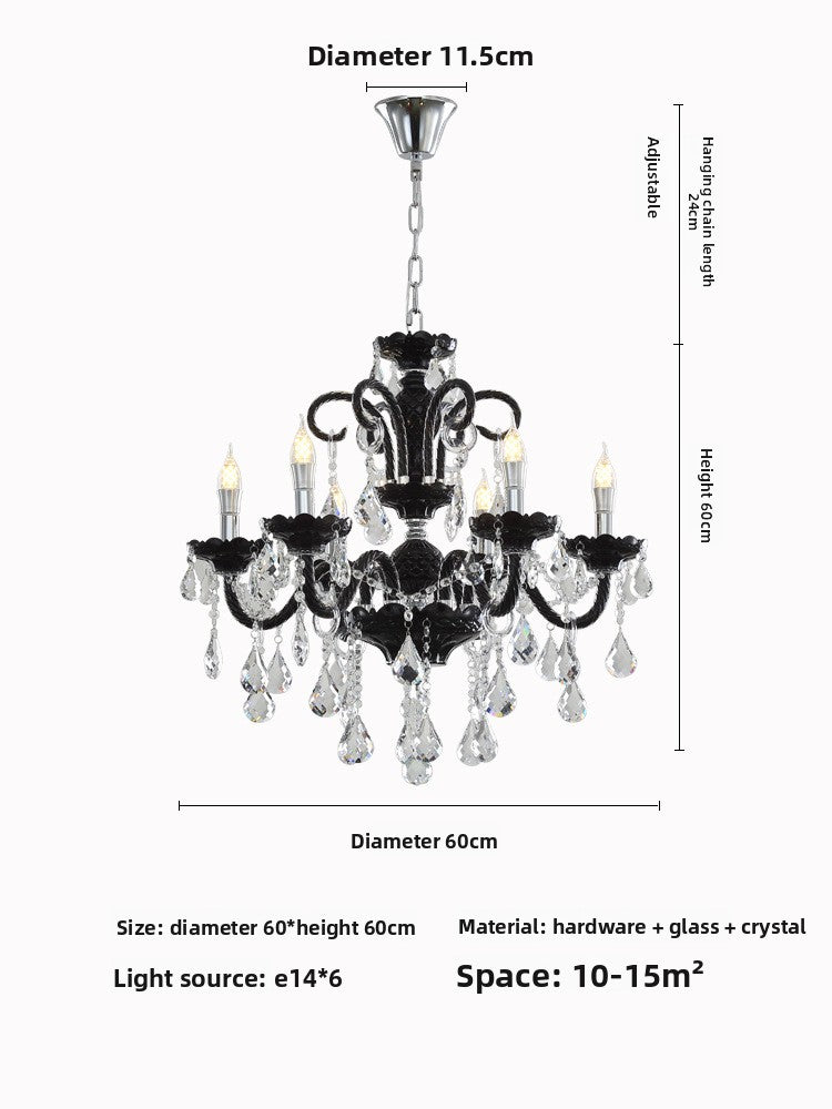Black Crystal Chandelier Retro French Style