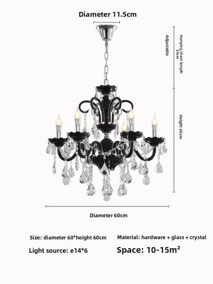 Black Crystal Chandelier Retro French Style