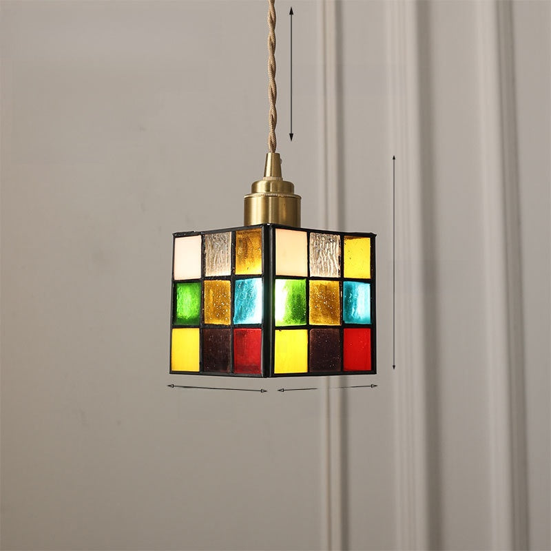 Japanese Retro Tiffany Brass Glass Pendant Lights