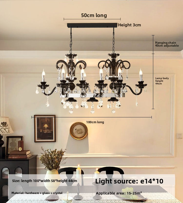Black Crystal Chandelier Retro French Style