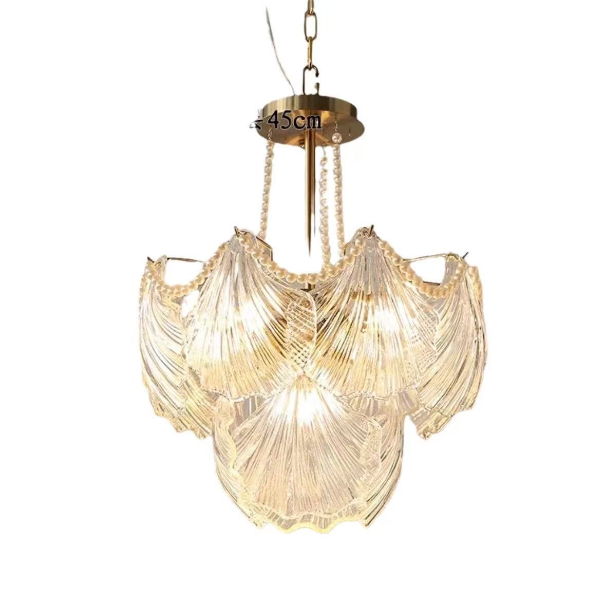 French - Style Shell Inspired Glass Chandelier