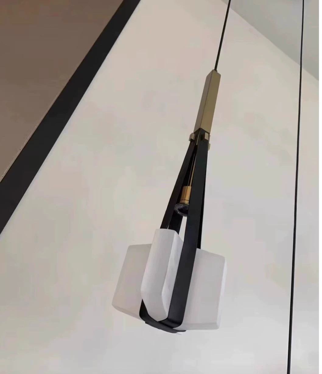 Adjustable Retro Pendant Light with Leather Strap