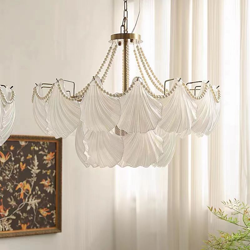 French - Style Shell Inspired Glass Chandelier