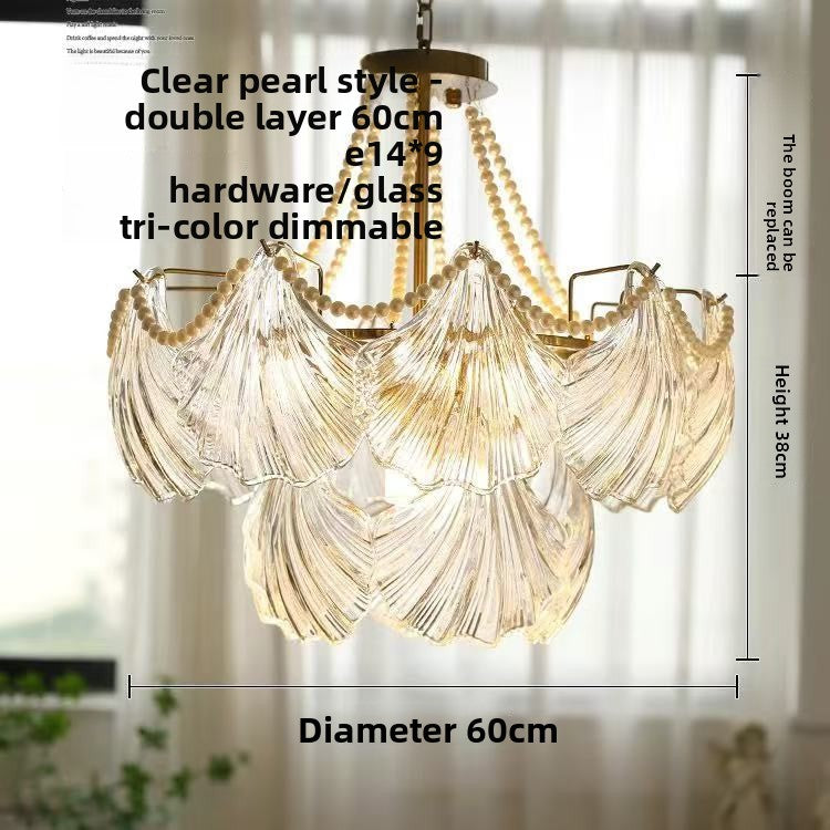 French - Style Shell Inspired Glass Chandelier