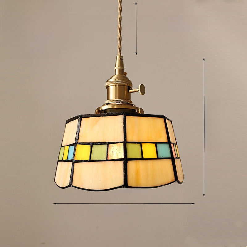 Japanese Retro Tiffany Brass Glass Pendant Lights