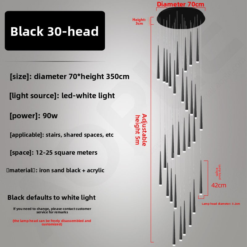 Modern Iron LED Chandelier for Living Room and Staircase
