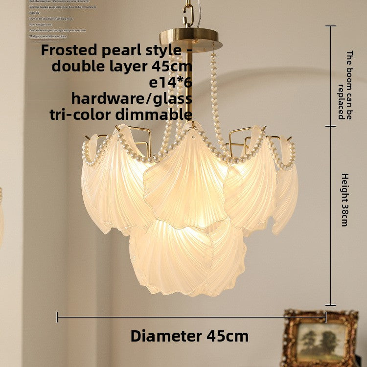 French - Style Shell Inspired Glass Chandelier