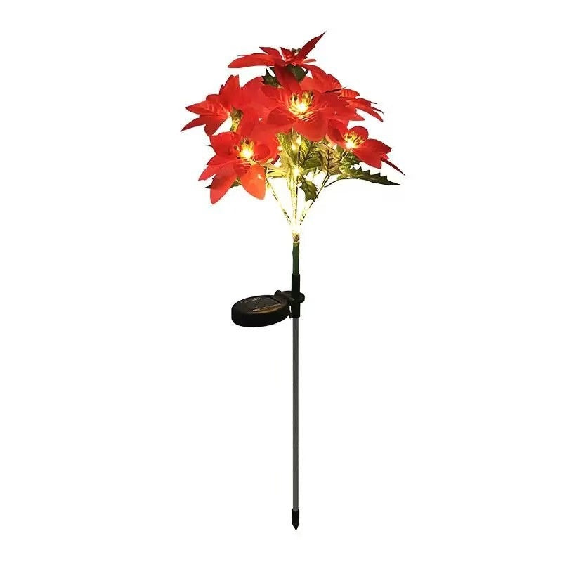 Solar Poinsettia Garden Lights Outdoor