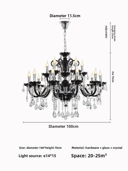 Black Crystal Chandelier Retro French Style