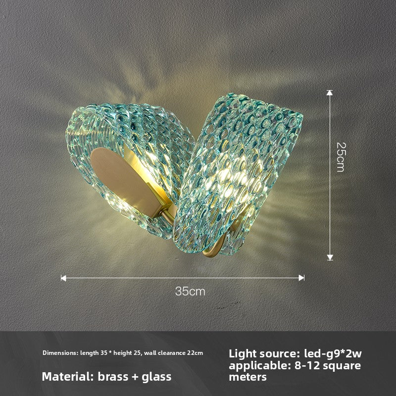 Peacock Blue Textured Glass Wall Lamp