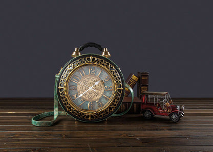 Vintage Clock Shape Diagonal Handbag