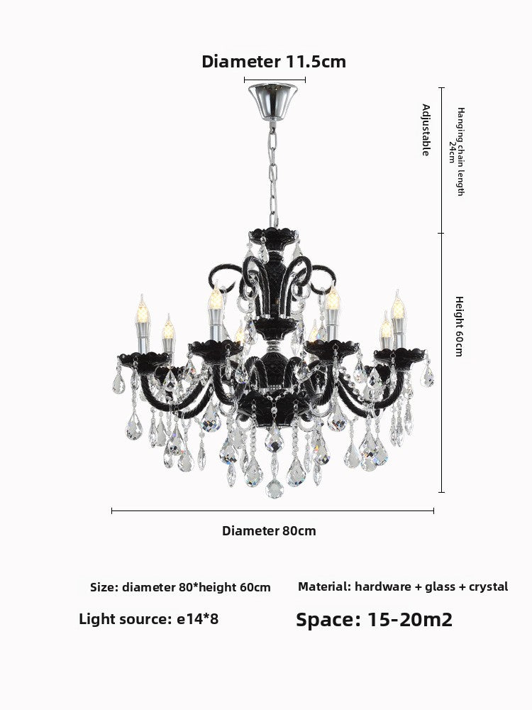 Black Crystal Chandelier Retro French Style