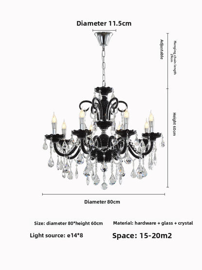 Black Crystal Chandelier Retro French Style