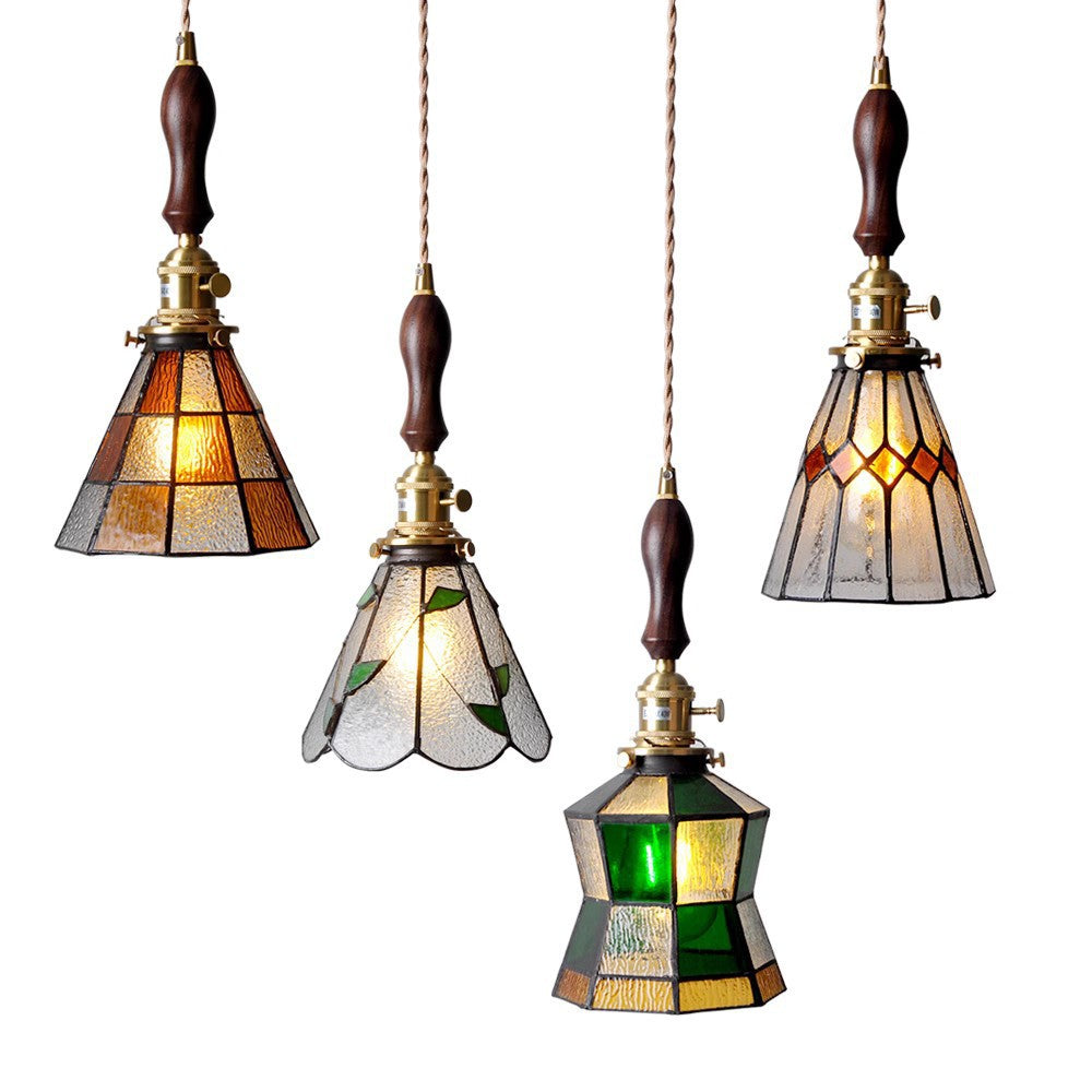 Japanese Retro Tiffany Brass Glass Pendant Lights