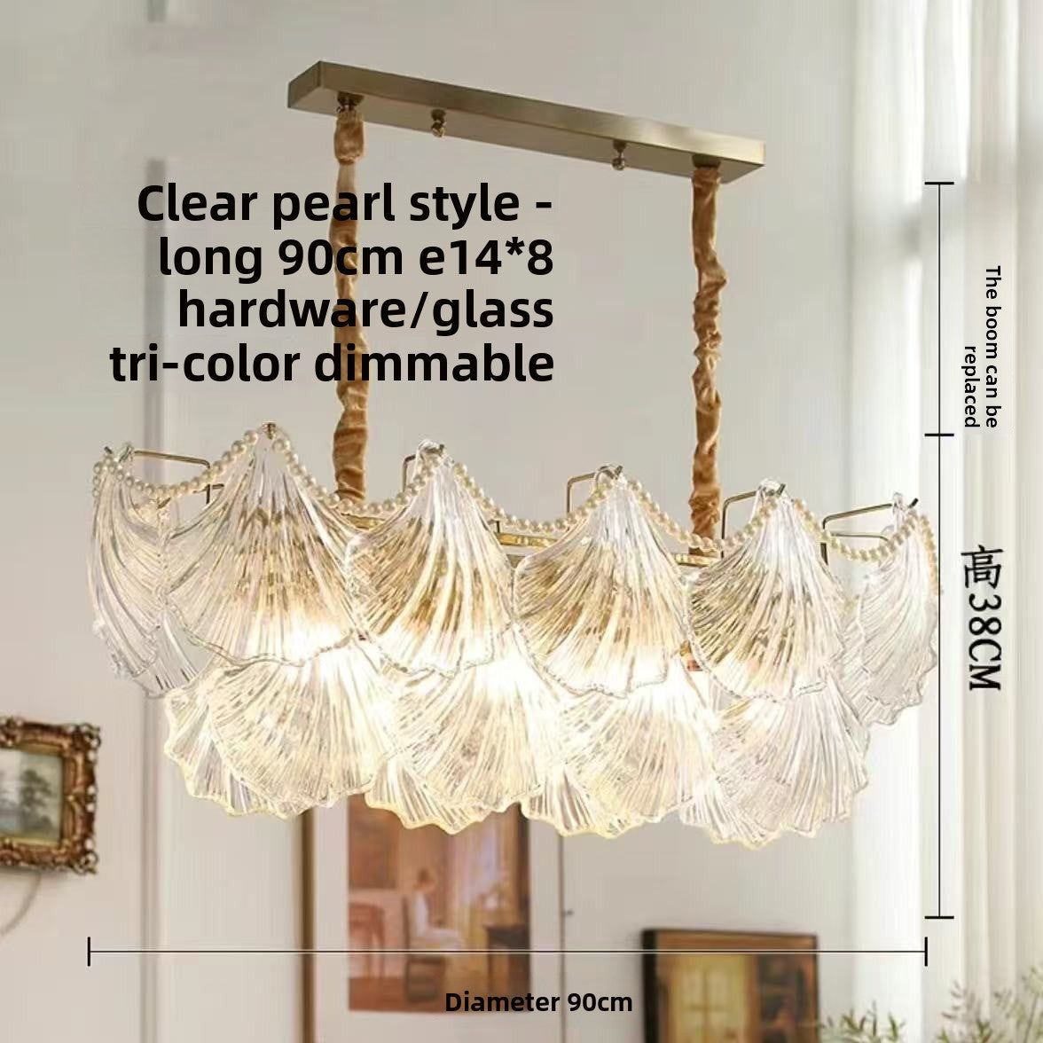 French - Style Shell Inspired Glass Chandelier