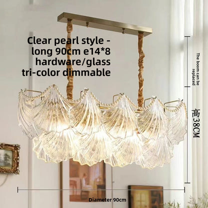 French - Style Shell Inspired Glass Chandelier