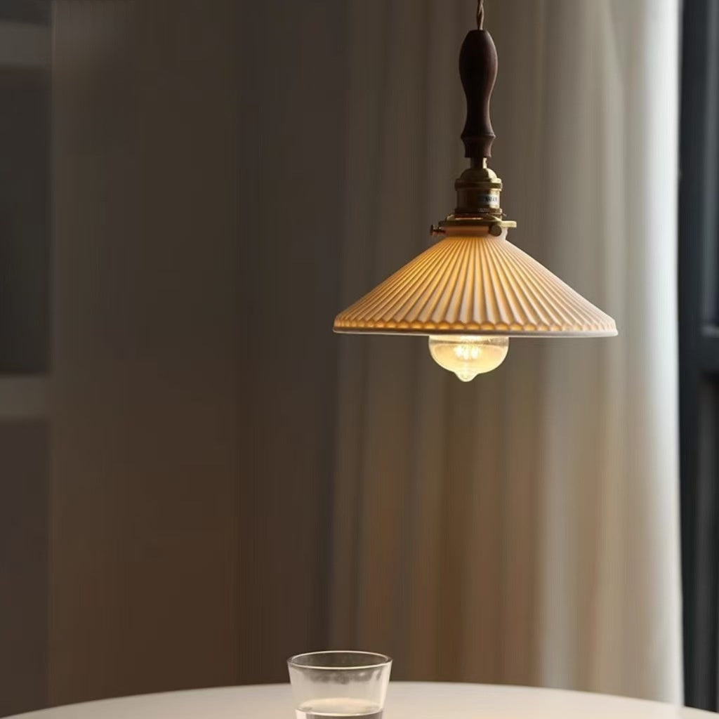 Japanese Style Brass Ceramic Pendant Lamp