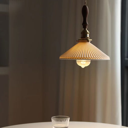 Japanese Style Brass Ceramic Pendant Lamp
