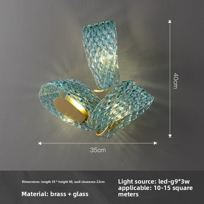 Peacock Blue Textured Glass Wall Lamp