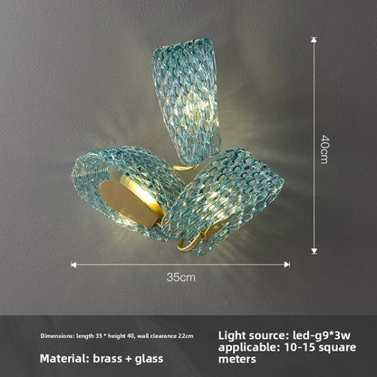 Peacock Blue Textured Glass Wall Lamp