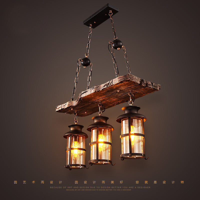 Vintage Industrial Wooden Pendant Light