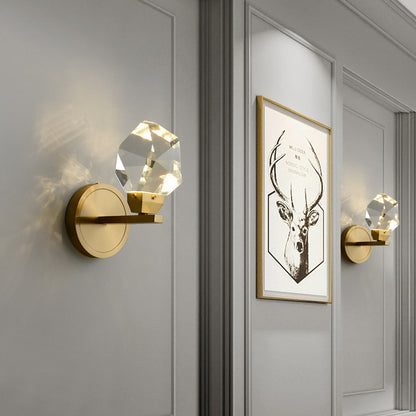 Designer Copper Crystal Wall Lamp with LED Light