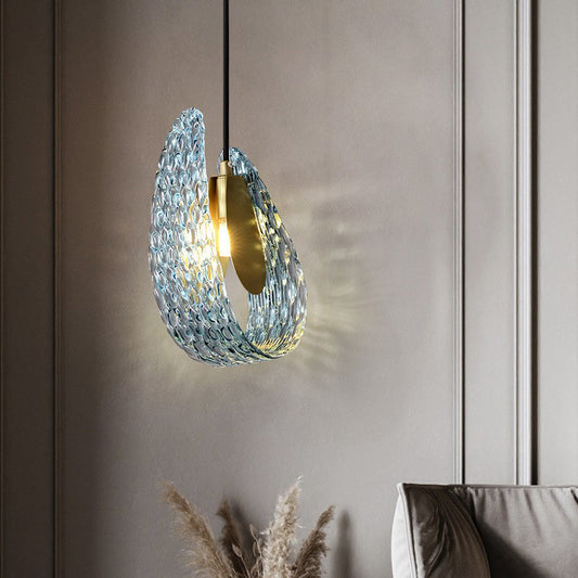 Modern Glass Pendant Light with Copper Finish