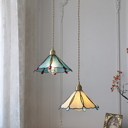 Japanese Retro Tiffany Brass Glass Pendant Lights