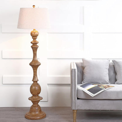 Traditional Wood Grain Fabric Floor Lamp