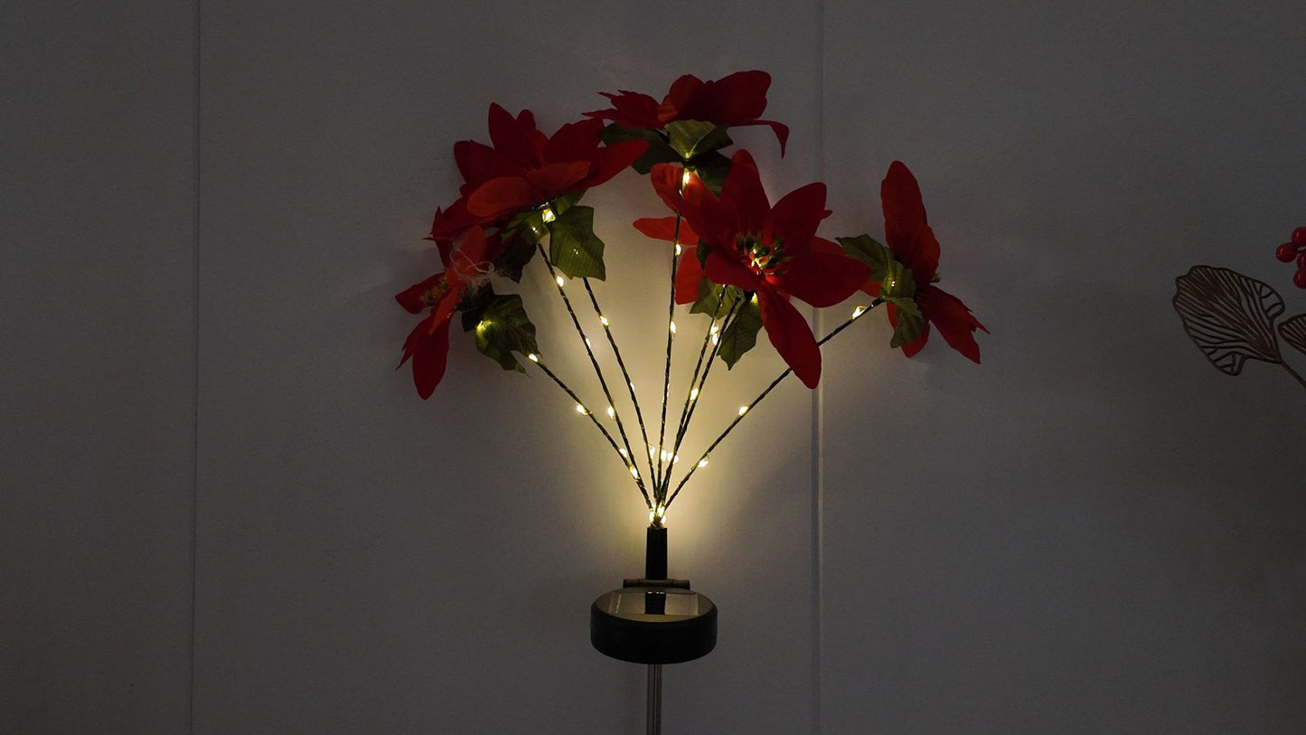 Solar Poinsettia Garden Lights Outdoor