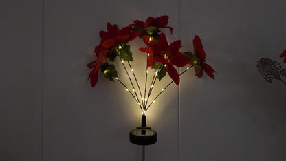 Solar Poinsettia Garden Lights Outdoor