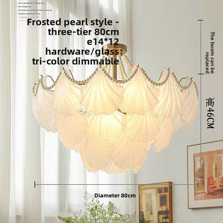 French - Style Shell Inspired Glass Chandelier