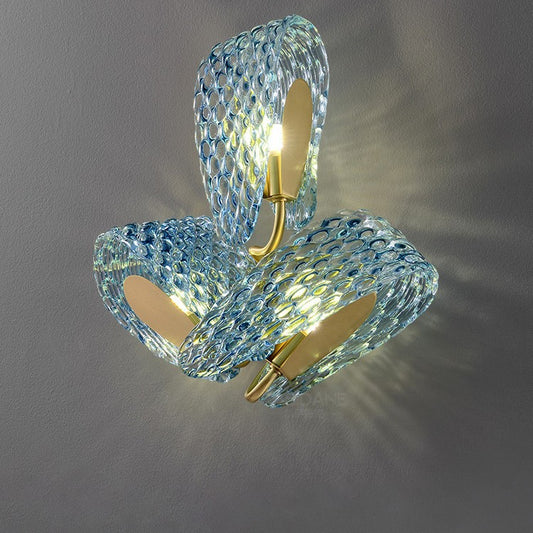 Peacock Blue Textured Glass Wall Lamp