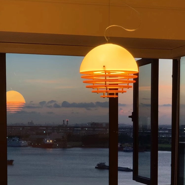Retro Bauhaus Sunset Orange LED Ceiling Lamps