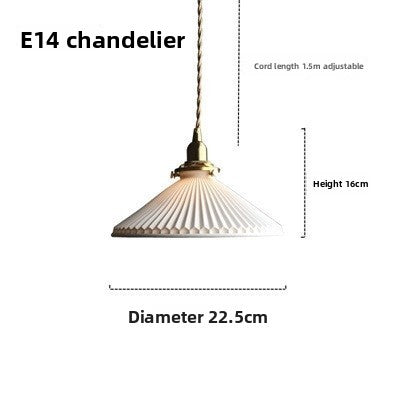 Japanese Style Brass Ceramic Pendant Lamp