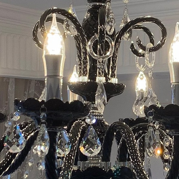 Black Crystal Chandelier Retro French Style