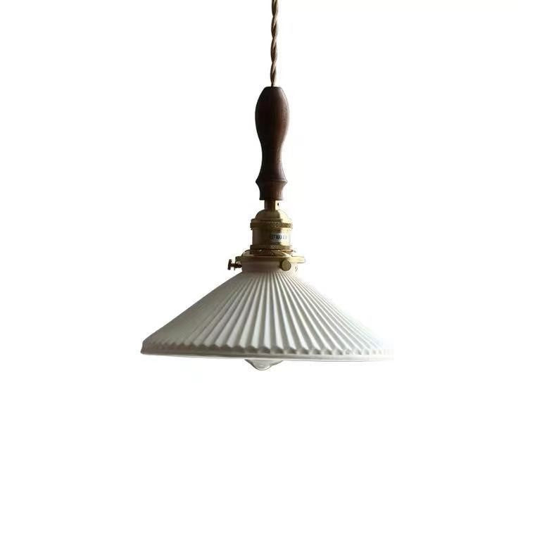 Japanese Style Brass Ceramic Pendant Lamp