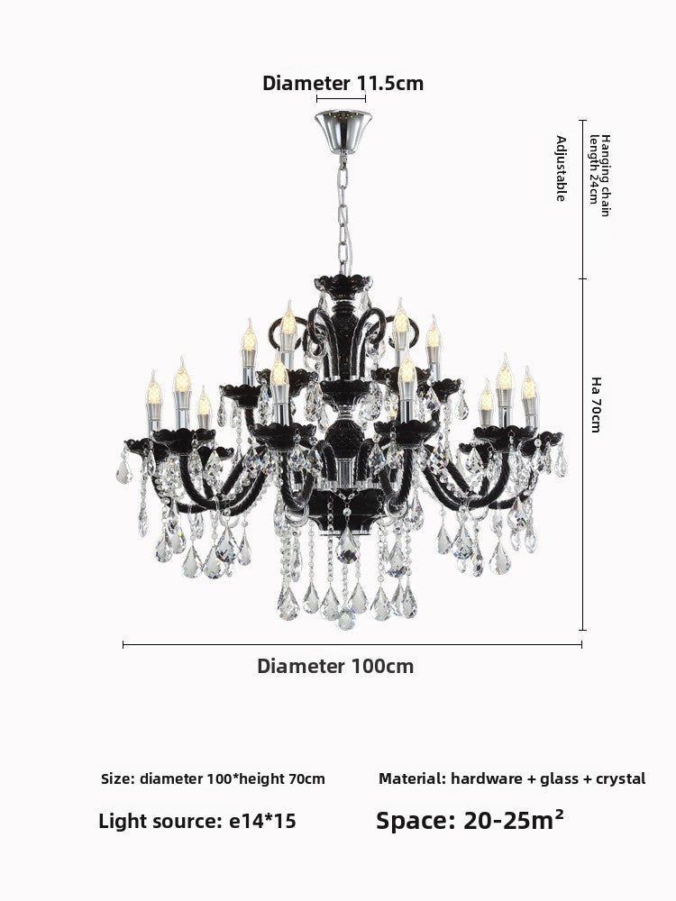 Black Crystal Chandelier Retro French Style