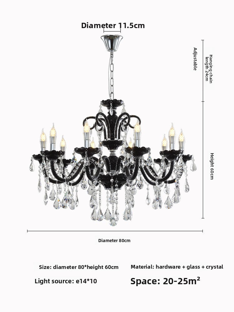 Black Crystal Chandelier Retro French Style