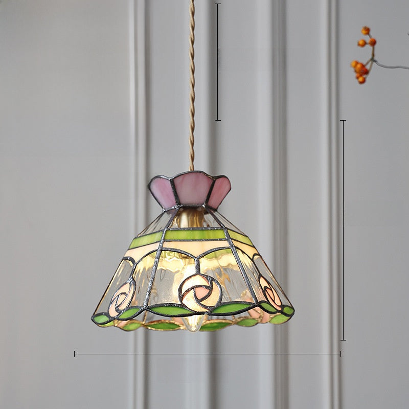 Japanese Retro Tiffany Brass Glass Pendant Lights