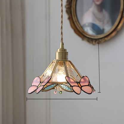 Japanese Retro Tiffany Brass Glass Pendant Lights