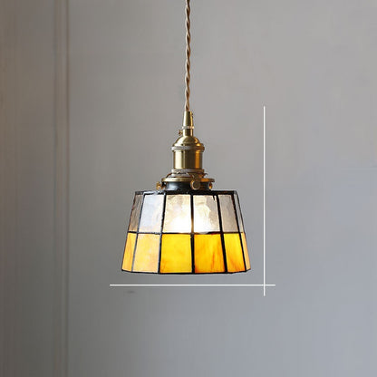 Japanese Retro Tiffany Brass Glass Pendant Lights