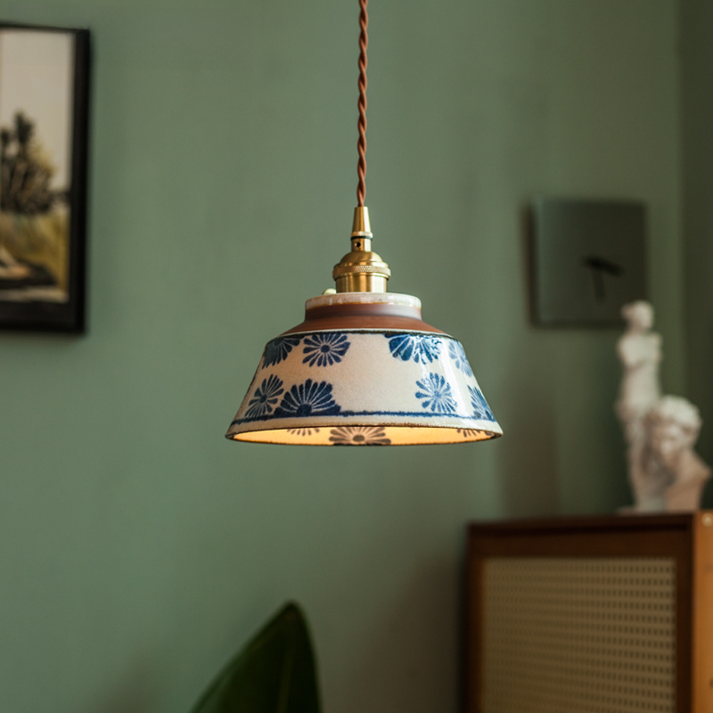 Underglaze Vintage Ceramic Ceiling Lights