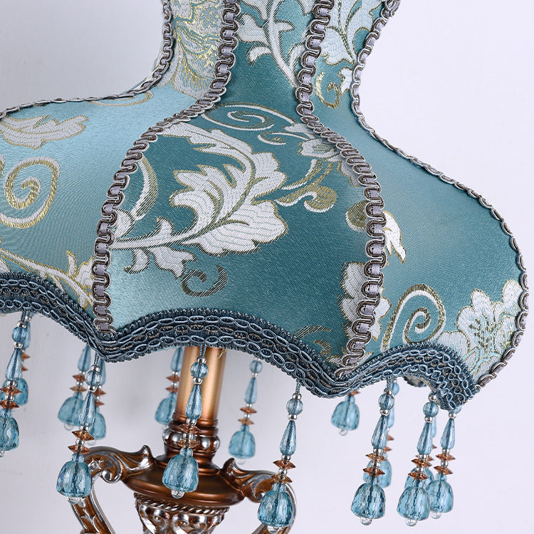 European Style Bedside Table Lamp with Fabric Shade