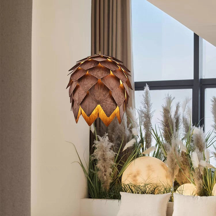 Scandinavian Wooden Pine Cone Ceiling Lights