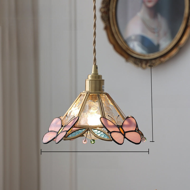 Japanese Retro Tiffany Brass Glass Pendant Lights