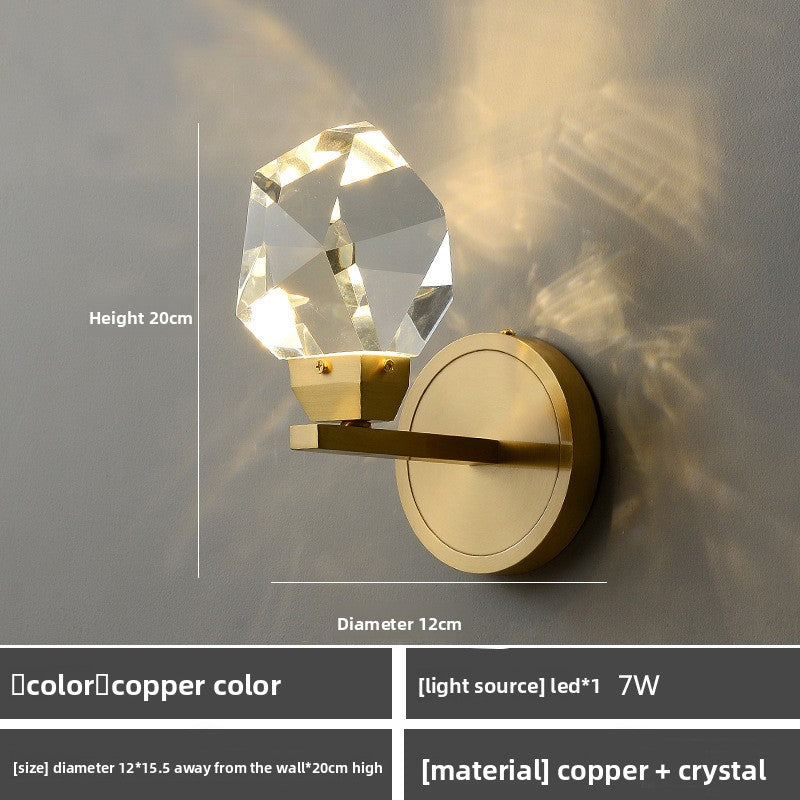 Designer Copper Crystal Wall Lamp with LED Light
