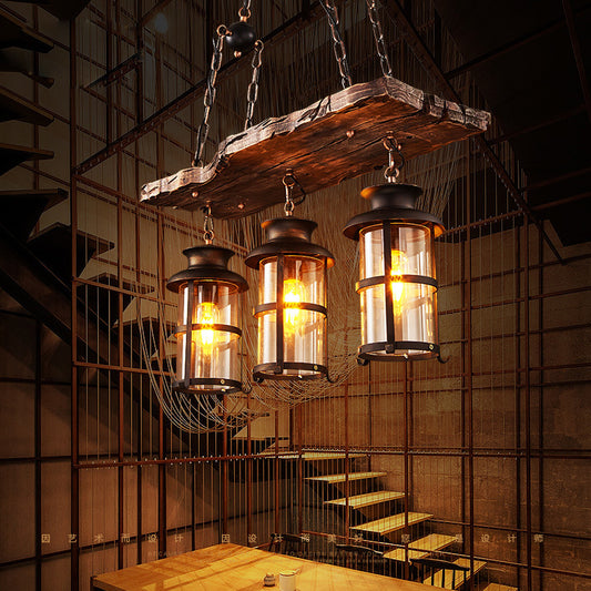 Vintage Industrial Wooden Pendant Light