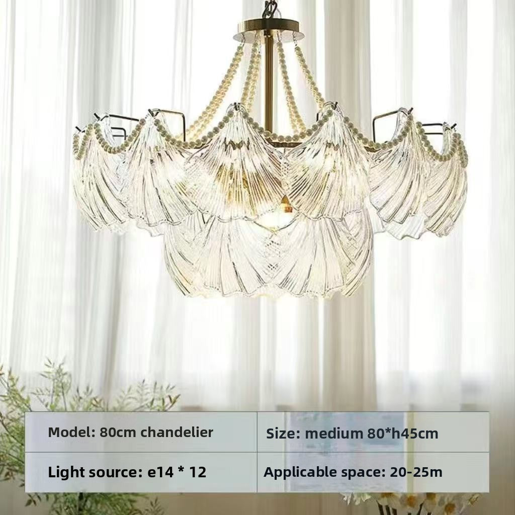 French - Style Shell Inspired Glass Chandelier